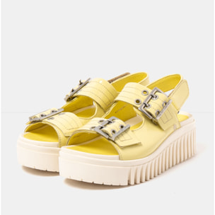 Sandalia de cuña 1579 NAPPA SHINNY PALE YELLOW /BRIGHTON color Pale yellow