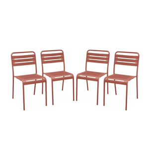 Lot de 4 chaises de jardin acier. 4 places. terracotta. Amelia. L44 x P52 x H79cm