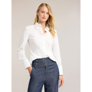 Motivi - Camicia in popeline con bottoni nascosti - Bianco