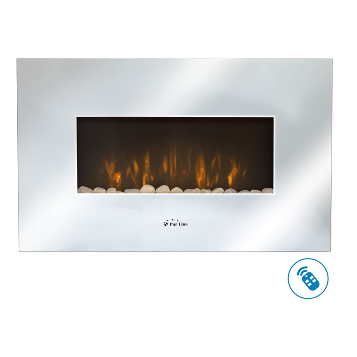 Chimenea eléctrica mural 2kW en cristal templado con efecto espejo CHE-450 PURLINE