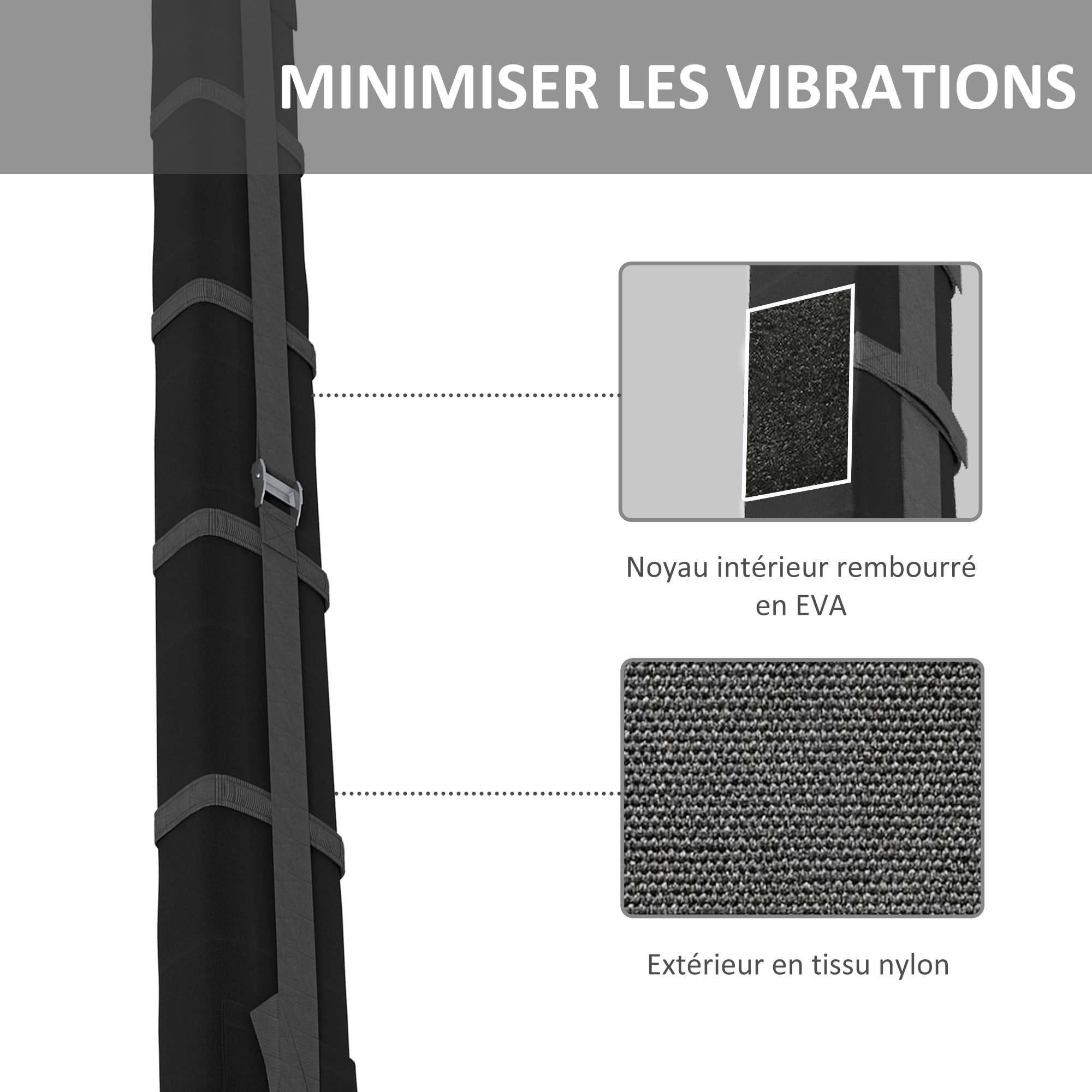 Lot de 2 barres de toit gonflable - adaptable sur la plupart des voitures - charge max. 75 Kg - sangles, sac inclus - EVA nylon noir