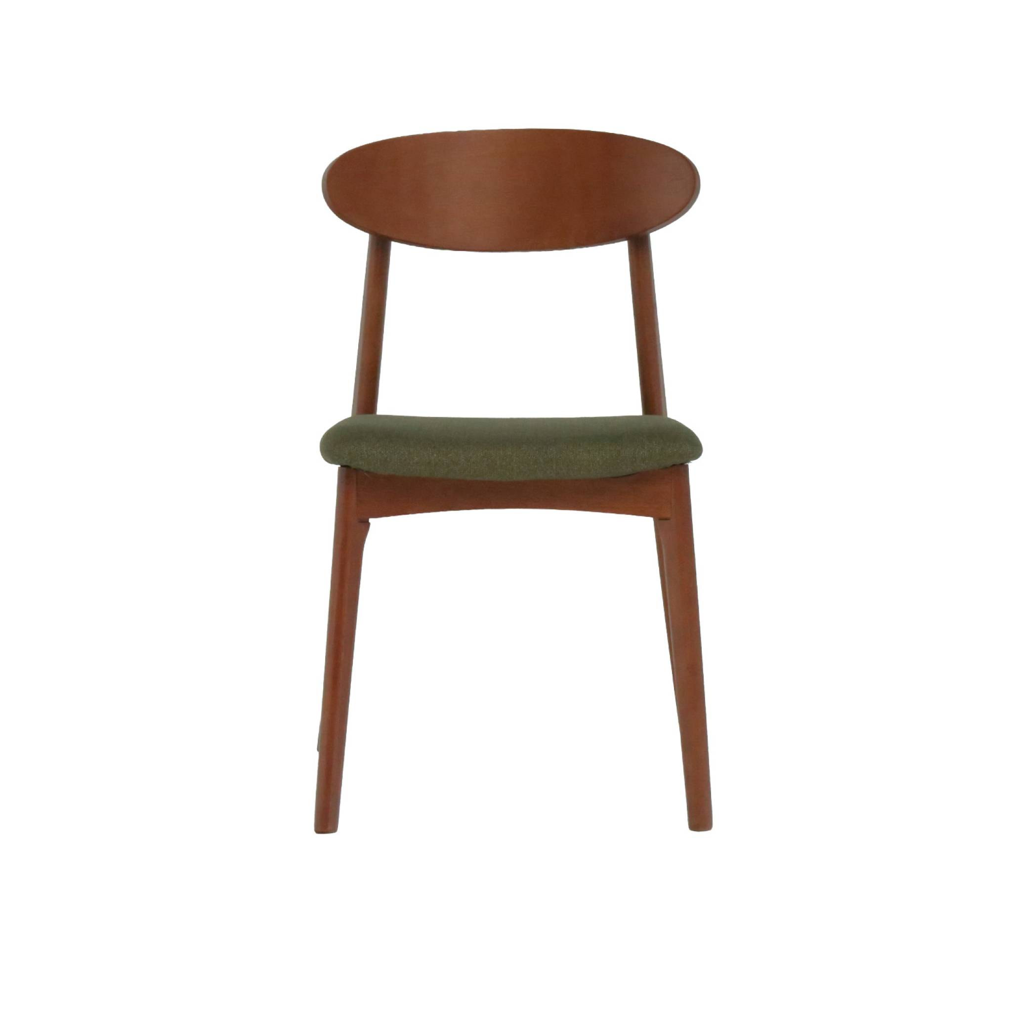 Chaise vintage bois d'hévéa noyer et tissu (lot de 2) ARIA