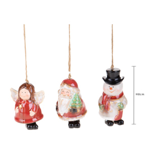Sogg.Natale da Appendere - Pezzi 3 - 6,5xH8,2x6,5cm - Bianchi Dino SpA