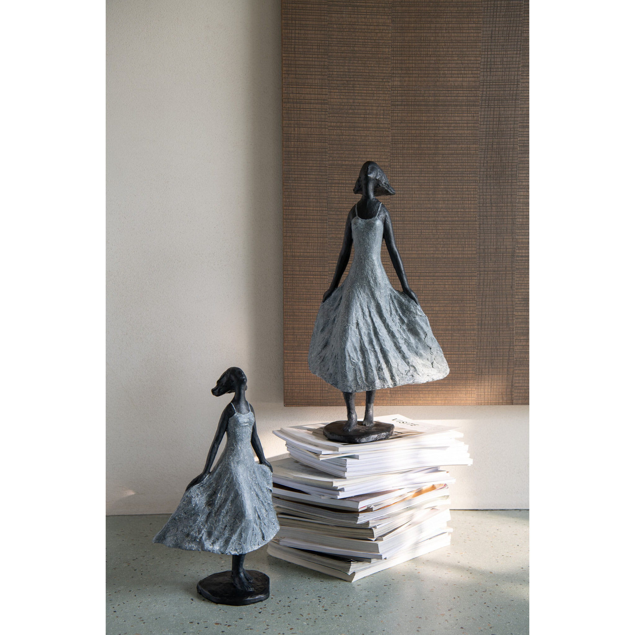 J-Line décoration Fille Regardant Ciel - polyrésine - noir/gris - large