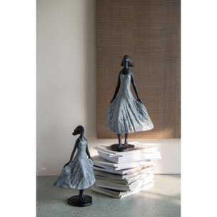 J-Line décoration Fille Regardant Ciel - polyrésine - noir/gris - large