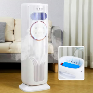 Climatizador multifunción sin aspas Q8, con calefacción y refrigeración. Con tanque de agua de 1,2L, pantalla táctil, luz esterilizadora y mando de control remoto.