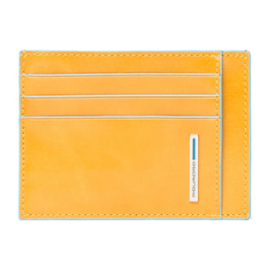 Piquadro Portacarte di credito sottile in pelle, schermato con protezione RFID