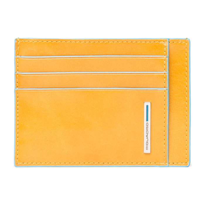 Piquadro Portacarte di credito sottile in pelle, schermato con protezione RFID