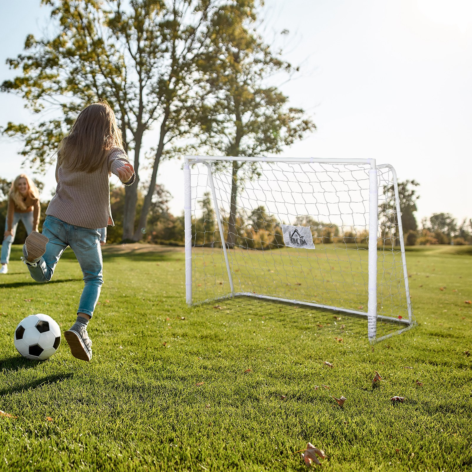 Portería de Fútbol Puerta de Fútbol con Soporte de Metal y Red para Entrenamiento de Fútbol en Jardín Aire Libre 186x62x123 cm Blanco