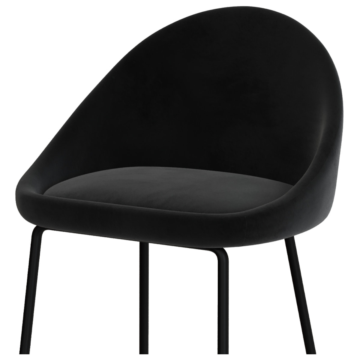 Chaise de bar mi-hauteur Misty en velours noir 65 cm (lot de 2)