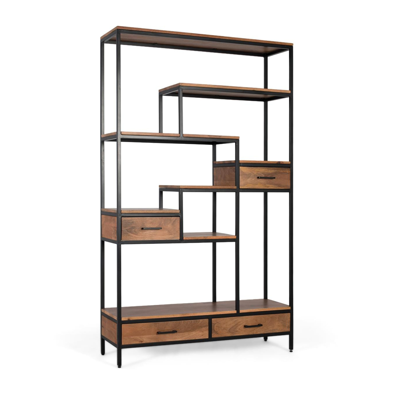 Bibliothèque en bois de manguier 115 cm style industriel vintage