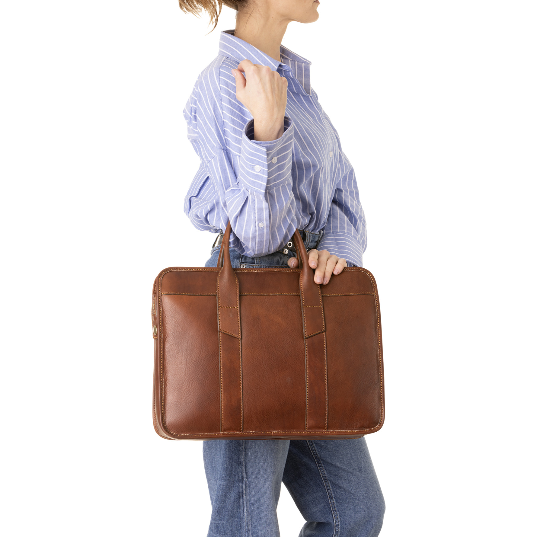 Borsa a mano  unisex In Vera pelle Made in Italy 40x30x8 cm