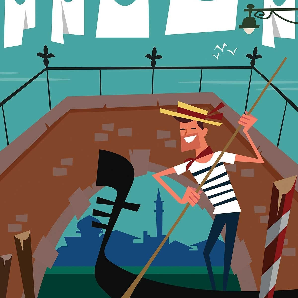 Affiche Gondole à Venise Affiche sous cadre noir
