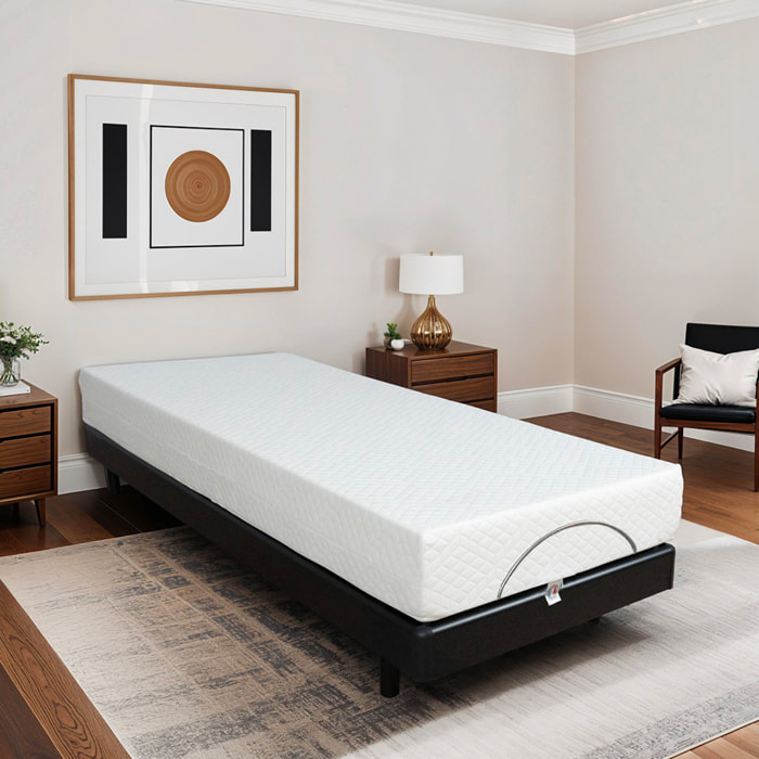 Ensemble Matelas Absolu & Sommier Électrique Bodyssoft, 21 cm, Mémoire de Forme, Technologie Hybride Lattes & Plots, Confort Personnalisé, Soutien Équilibré