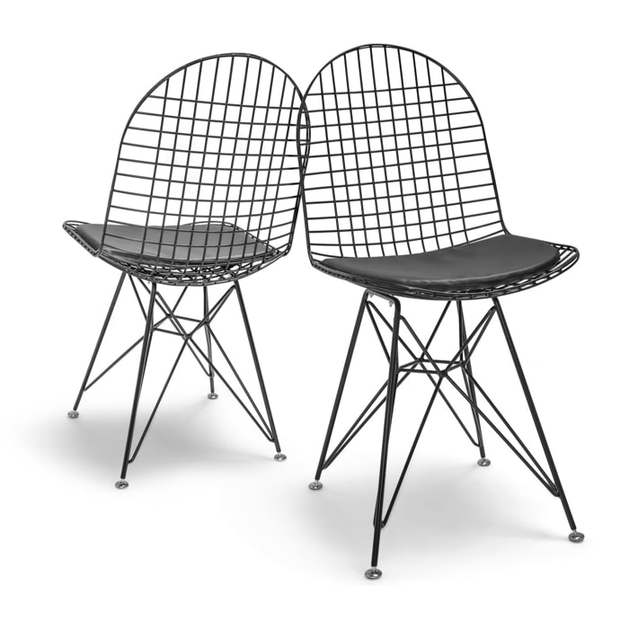 COPENAGHEN - Set di 2 sedie in metallo con design industrial. Set di 2 sedie da pranzo, ufficio, studio. Colore bianco o nero