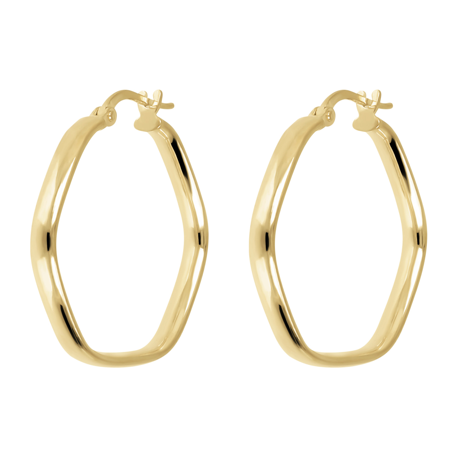 Orecchini a Cechio Esagonali in Argento 925 placcato Oro Giallo 18Kt Diametro 2.5cm