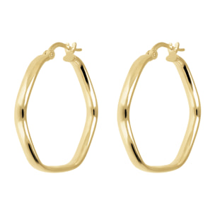 Orecchini a Cechio Esagonali in Argento 925 placcato Oro Giallo 18Kt Diametro 2.5cm