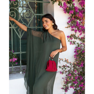 Vestido largo con capa asimétrico