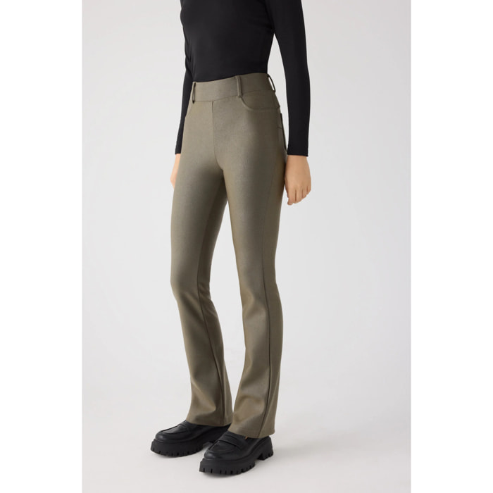 TERMICO Pantaloni effetto pelle a zampa push-up