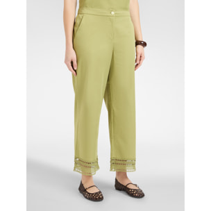 Elena Mirò - Pantalones mezcla de algodón con encaje - Verde claro