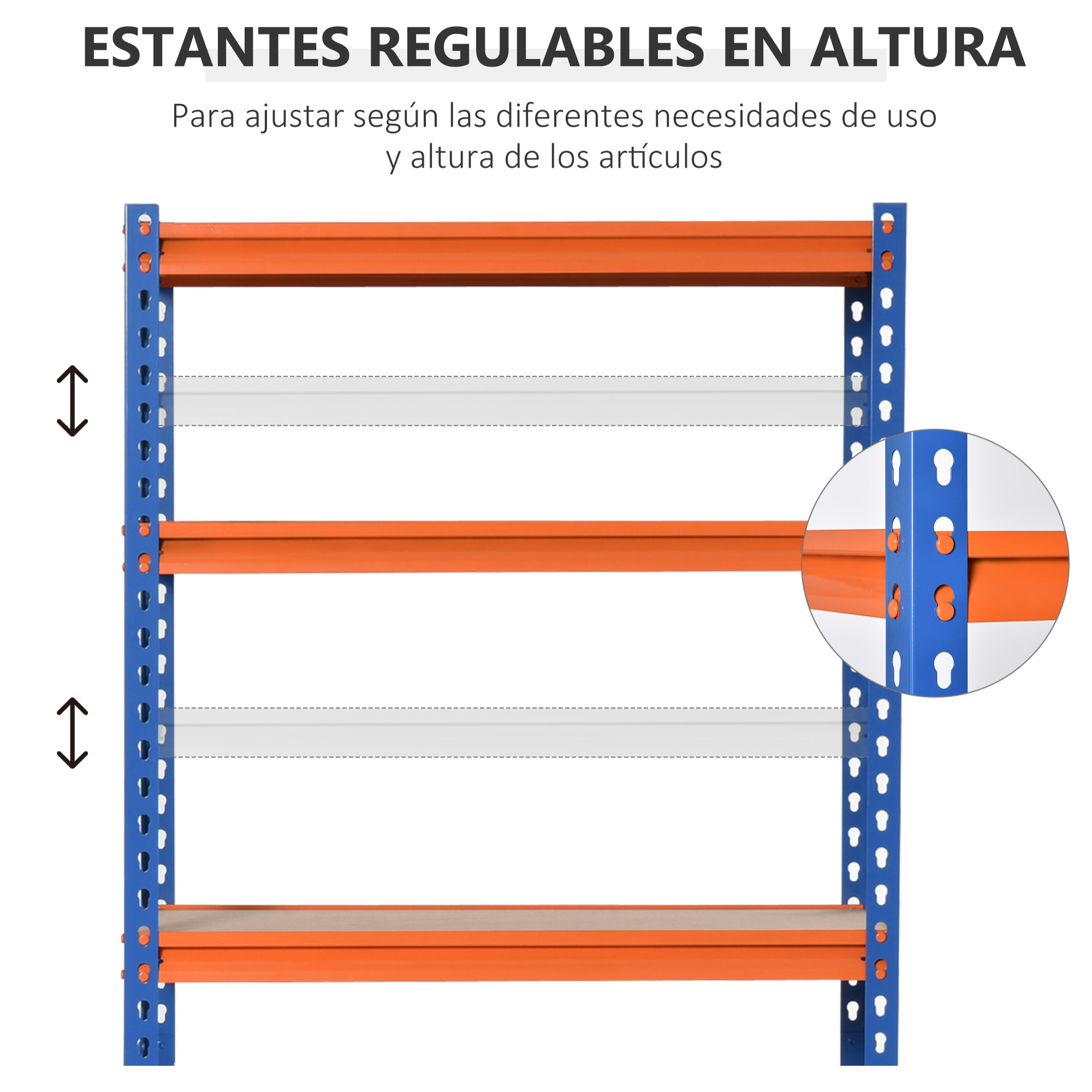 HOMCOM Estantería Metálica de Almacenaje 80x40x182 cm con 5 Niveles Ajustables en Altura Carga Máxima por Estante 300 kg para Almacén Garaje Taller Azul y Naranja