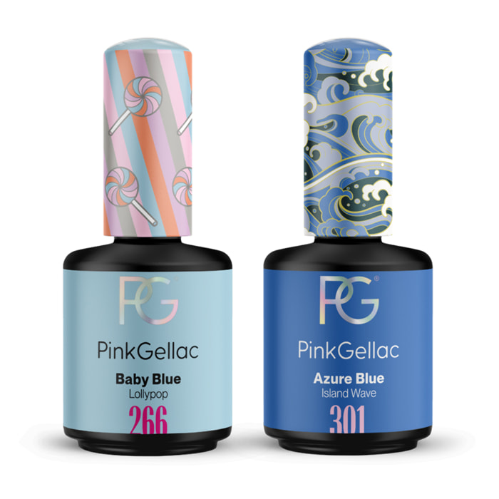 Set vernis semi-permanent - 2 x 15ml Bleu Baby & Bleu Azur
