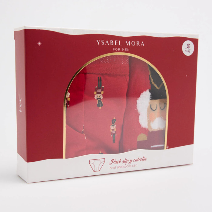 Confezione di slip e calzini con stampa natalizia