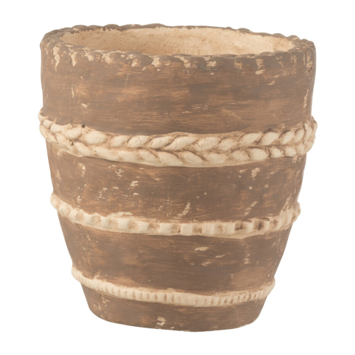 J-Line cache-pot Tresse - ciment - brun - small  - 2 pièces - Ø 13 cm
