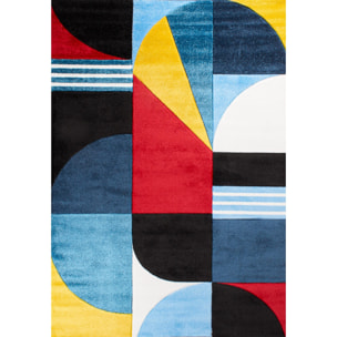 MILANO - Tapis motif géométrique poils ras en relief multicolore