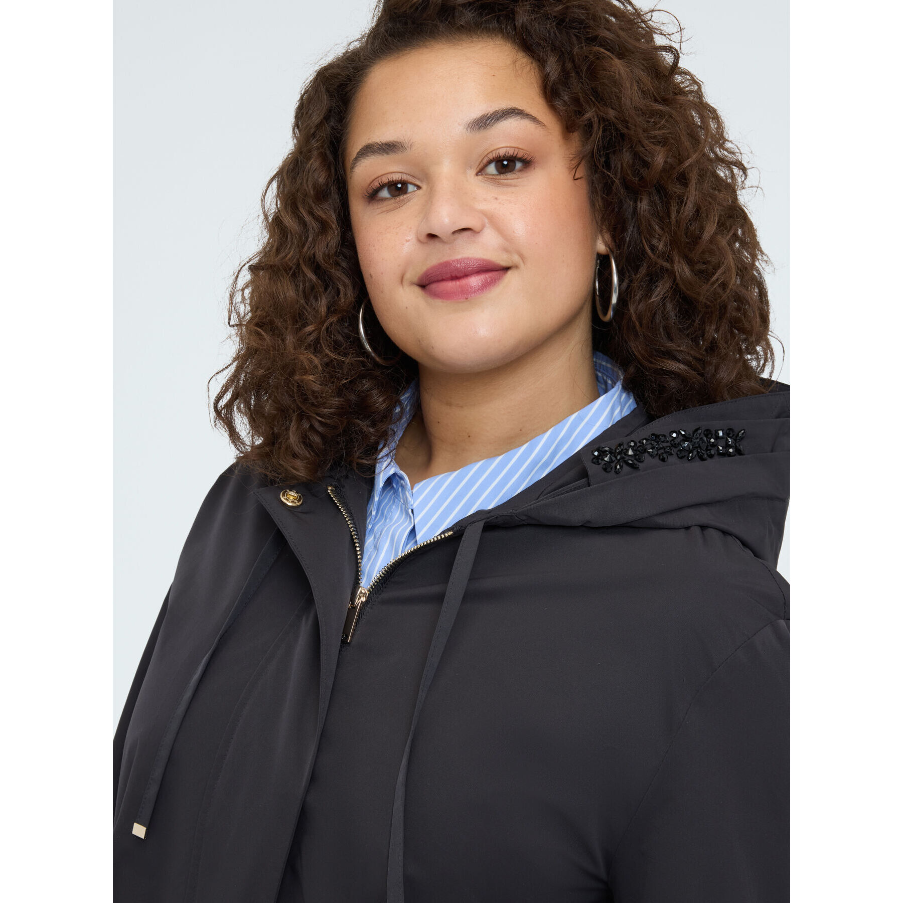 Fiorella Rubino - Parka con cappuccio e applicazioni - Nero