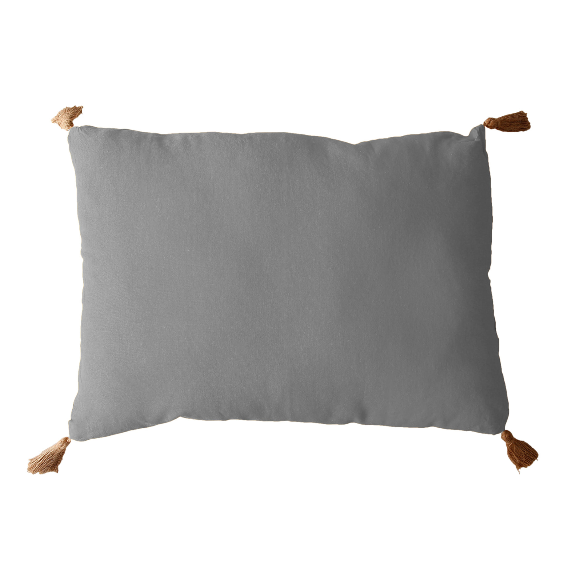 Coussin avec pompons en jute - Gris clair