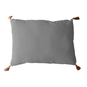Coussin avec pompons en jute - Gris clair