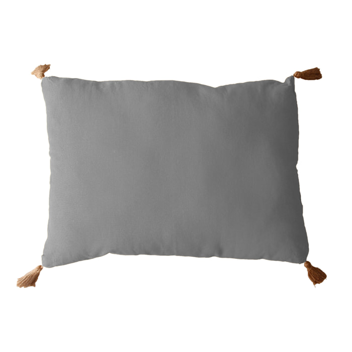 Coussin avec pompons en jute - Gris clair