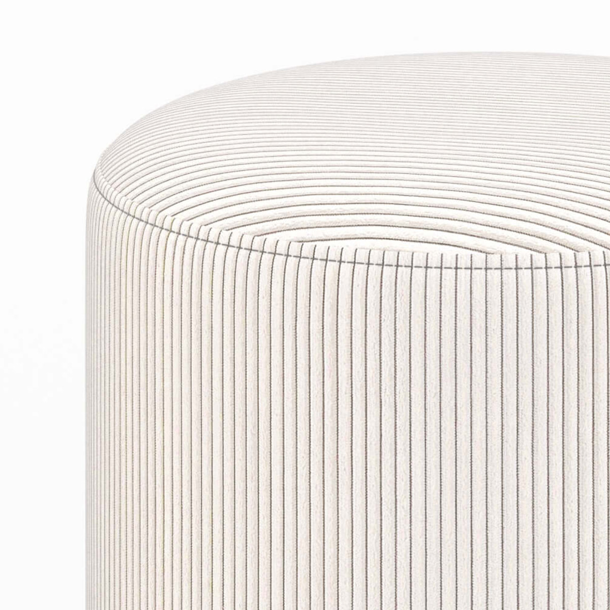 Pouf rond en velours côtelé beige - Lily