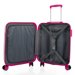 Maleta Pc Pequeña Itaca Stickers Blanco-Fucsia