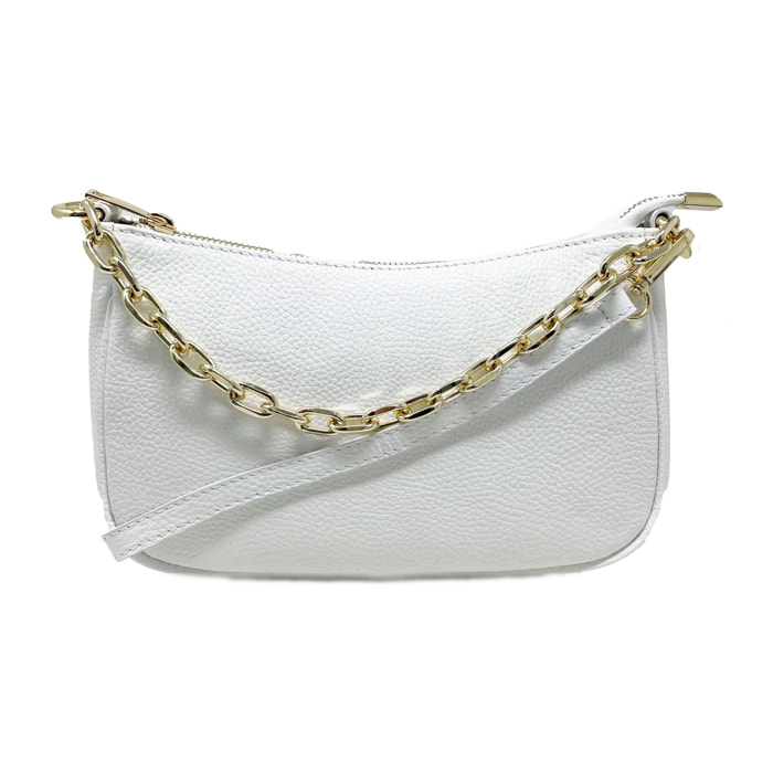 Chicca Borse - Tracollina Clutch Donna in Vera Pelle - Colore Bianco