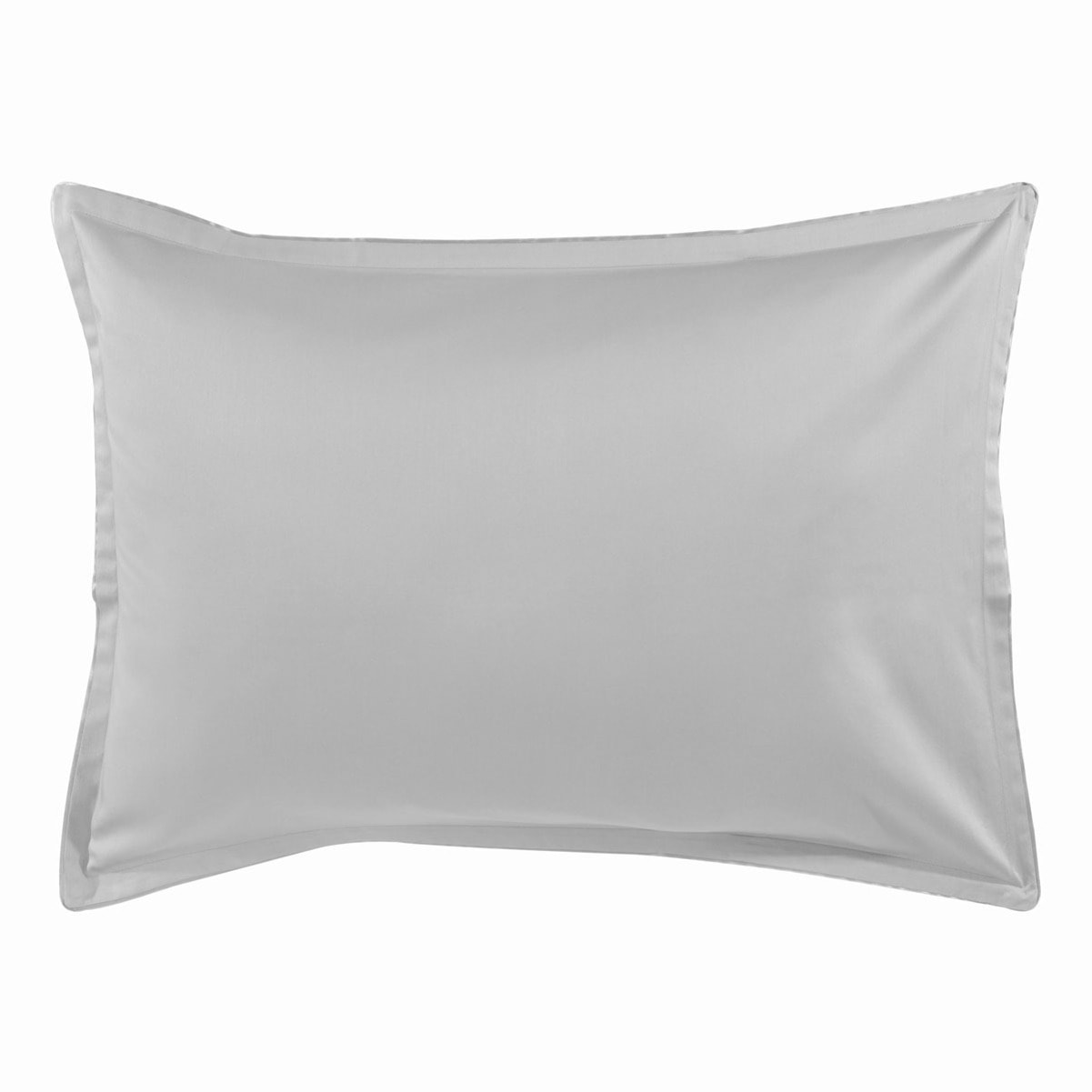 Taie d'oreiller unie en satin de coton bio, TEOPHILE, Gris Argent