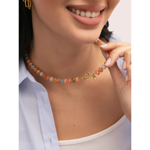 Collar Ámbar Stones Acero Baño Oro