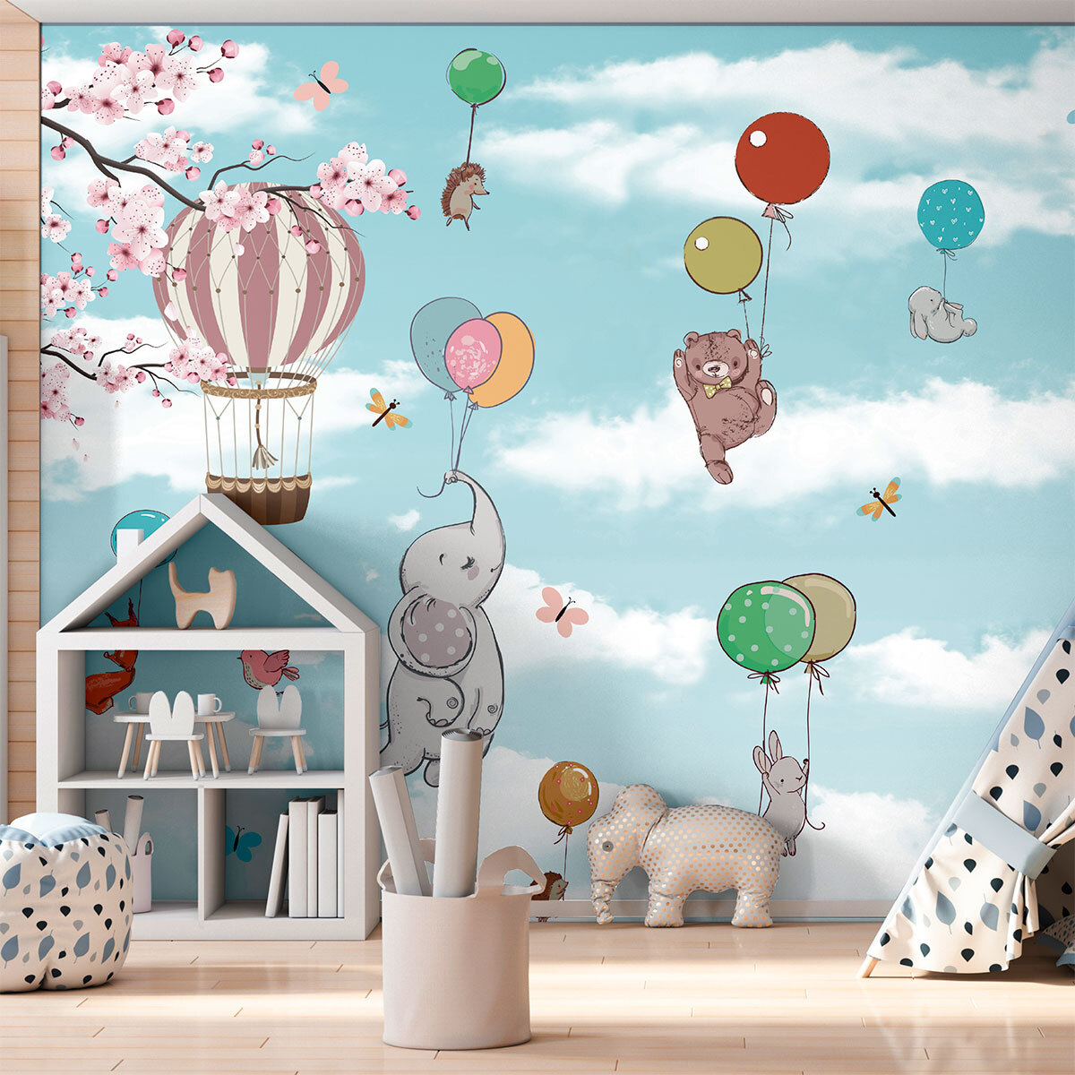 Papier peint panoramique préencollé animaux en plein vol H 280 x L 480 cm
