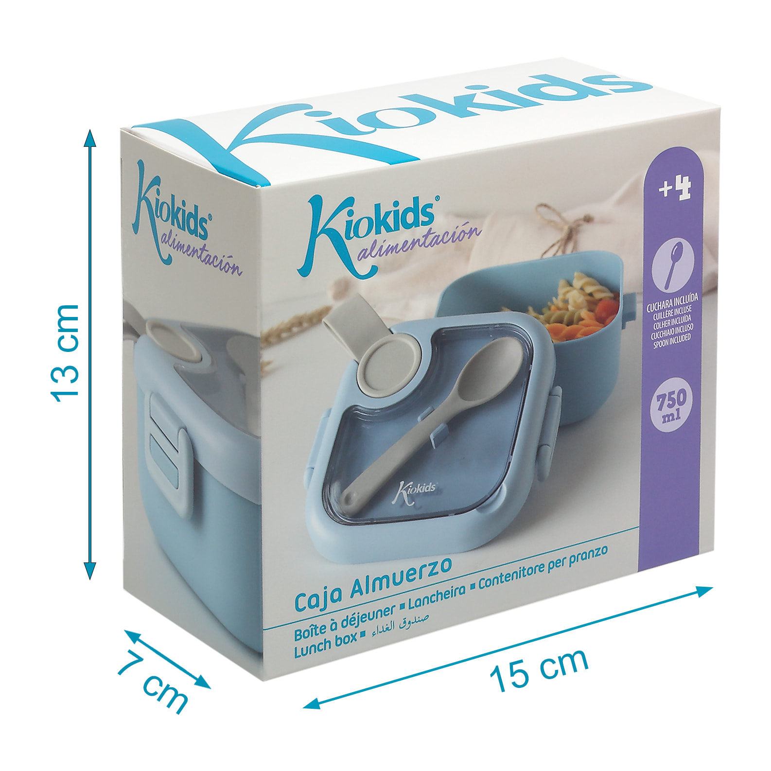 CAJA AMUERZO AZUL CON CUCHARA GRIS
