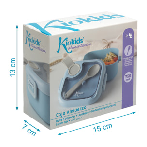 CAJA AMUERZO AZUL CON CUCHARA GRIS