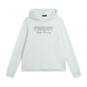 Felpa donna con Cappuccio con Logo e Lettering in Strass