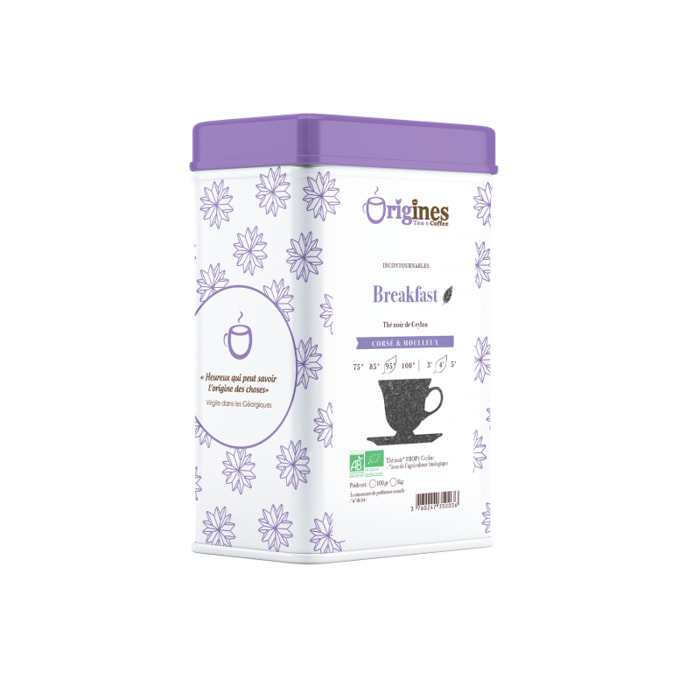 Breakfast - Thé Noir Bio d'Inde - Boîte Métal 100g