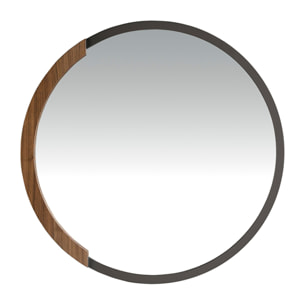 Espejo pared redondo con marco de acero inoxidable en negro 80x80x4cm