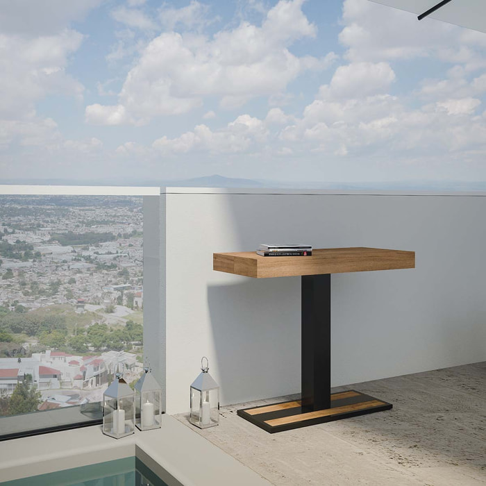 Consolle allungabile 90x40/290 cm Mimosa Abete Tinto telaio Antracite.