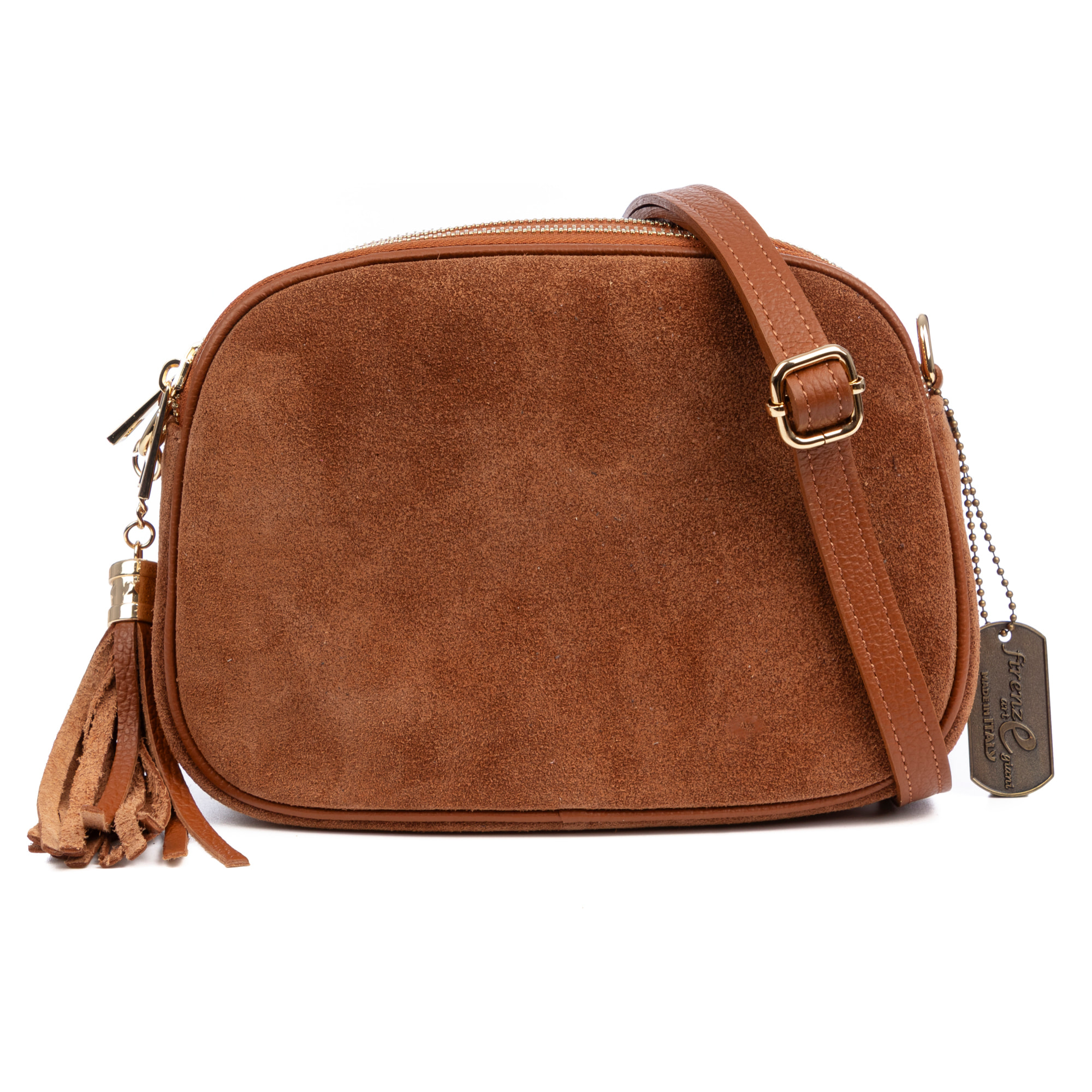 Aliminusa bolso bandolera Mujer. Piel auténtica Gamuza y Dollaro.