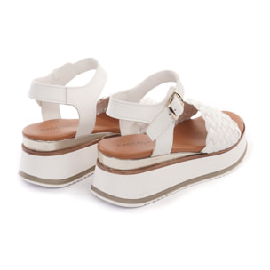 SANDALO ZEPPA TRECCIA BIANCO