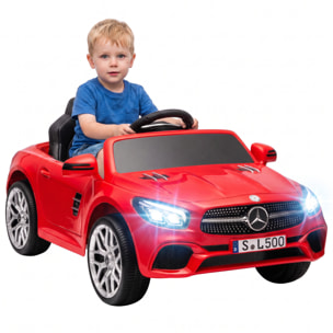 AIYAPLAY Coche Eléctrico para Niños Mercedes-Benz SL500 Coche de Batería Litio 12V con Mando a Distancia 2,4 G 2 Motores Suspensión Arranque Suave Luces Música Claxon Bluetooth 3-5 Años 3-5 km/h Rojo