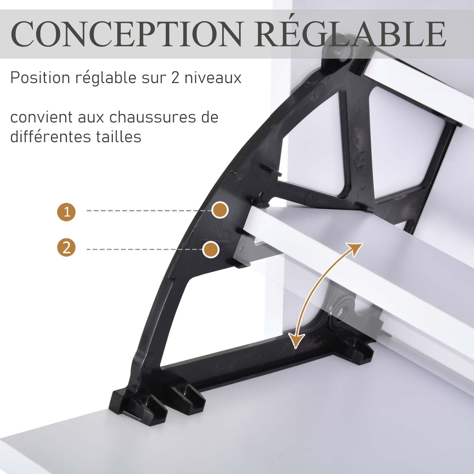 Meuble à chaussures 3 portes abattantes 3 compartiments MDF blanc laqué