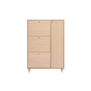 Meuble à chaussures finition bois clair chêne et métal doré L90 cm SILVESTRE